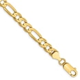 thumbnail image 1 of Solid 14k Yellow Gold 6mm Concave Open Figaro Chain Bracelet - with Secure Lobster Lock Clasp 8", 1 of 5