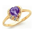 thumbnail image 1 of Solid 14k Yellow Gold 6mm Heart Tanvorite VS Diamond Ring Band Size 8 (.03 cttw.), 1 of 2