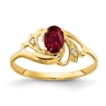 thumbnail image 1 of Solid 14k Yellow Gold 6x4mm Oval Created Ruby Diamond Ring Band Size 6.5 (.014 cttw.), 1 of 2