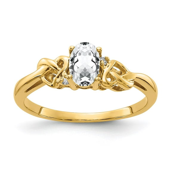 Solid 14k Yellow Gold 6x4mm Oval Cubic Zirconia CZ Diamond Anniversary Ring Band Size 7