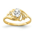 thumbnail image 1 of Solid 14k Yellow Gold 6x4mm Oval Cubic Zirconia CZ VS Diamond Anniversary Ring Band Size 6, 1 of 2