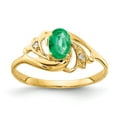 thumbnail image 1 of Solid 14k Yellow Gold 6x4mm Oval Emerald Green May Gemstone VS Diamond Engagement Ring Size 5.5 (.014 cttw.), 1 of 2