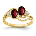 thumbnail image 1 of Solid 14k Yellow Gold 6x4mm Oval Garnet January Red Gemstone Checker Diamond Engagement Ring Size 5.5 (.048 cttw.), 1 of 2