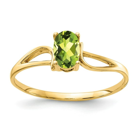 Solid 14k Yellow Gold 6x4mm Oval Peridot Green August Gemstone Engagement Ring Size 5.5