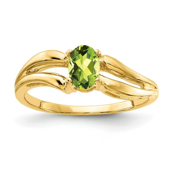 Solid 14k Yellow Gold 6x4mm Oval Peridot Green August Gemstone Engagement Ring Size 7