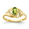 thumbnail image 1 of Solid 14k Yellow Gold 6x4mm Oval Peridot Green August Gemstone VS Diamond Engagement Ring Size 5 (.014 cttw.), 1 of 2
