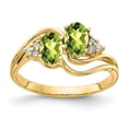 thumbnail image 1 of Solid 14k Yellow Gold 6x4mm Oval Peridot Green August Gemstone VS Diamond Engagement Ring Size 7 (.048 cttw.), 1 of 2