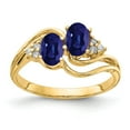 thumbnail image 1 of Solid 14k Yellow Gold 6x4mm Oval Sapphire Blue September Gemstone Diamond Engagement Ring Size 5 (.048 cttw.), 1 of 2