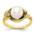 thumbnail image 1 of Solid 14k Yellow Gold 7.5mm Freshwater Cultured Pearl Diamond Ring Band Size 6.5 (.02 cttw.), 1 of 3