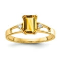 thumbnail image 1 of Solid 14k Yellow Gold 7x5mm Emerald Cut Citrine Yellow November Gemstone VS Diamond Engagement Ring Size 6 (.04 cttw.), 1 of 2