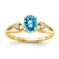 thumbnail image 1 of Solid 14k Yellow Gold 7x5mm Oval Blue Topaz Diamond Engagement Ring Size 6 (.05 cttw.), 1 of 6