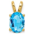thumbnail image 1 of Solid 14k Yellow Gold 7x5mm Oval Blue Topaz Pendant Charm, 1 of 4