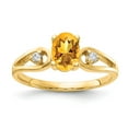 thumbnail image 1 of Solid 14k Yellow Gold 7x5mm Oval Citrine Yellow November Gemstone Checker Diamond Engagement Ring Size 8 (.05 cttw.), 1 of 2