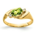 thumbnail image 1 of Solid 14k Yellow Gold 7x5mm Oval Peridot Green August Gemstone Checker VS Diamond Engagement Ring Size 7 (.056 cttw.), 1 of 2