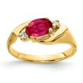 thumbnail image 1 of Solid 14k Yellow Gold 7x5mm Oval Ruby Diamond Engagement Ring Size 7.5 (.056 cttw.), 1 of 2