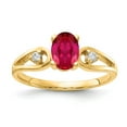 thumbnail image 1 of Solid 14k Yellow Gold 7x5mm Oval Ruby Diamond Engagement Ring Size 8 (.05 cttw.), 1 of 2