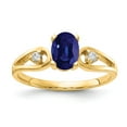 thumbnail image 1 of Solid 14k Yellow Gold 7x5mm Oval Sapphire Blue September Gemstone VS Diamond Engagement Ring Size 6 (.05 cttw.), 1 of 2