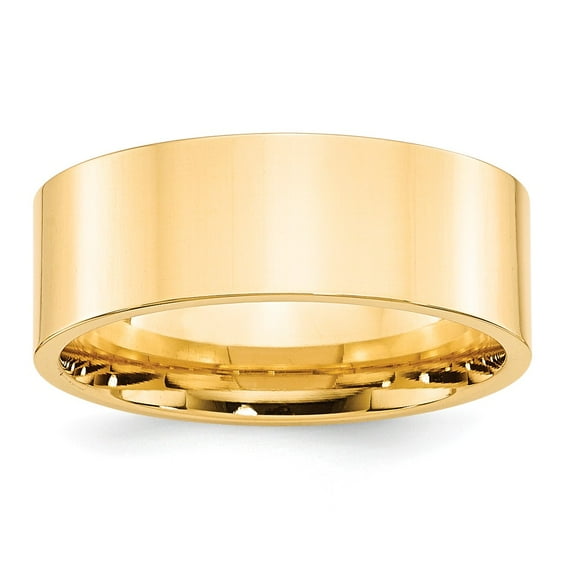 Solid 14k Yellow Gold 8mm Men's Flat Comfort Fit Plain Classic Wedding Band Ring Size 4.5