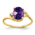 thumbnail image 1 of Solid 14k Yellow Gold 8x6mm Oval Amethyst Purple February Gemstone Diamond Engagement Ring Size 5.5 (.034 cttw.), 1 of 2