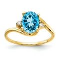 thumbnail image 1 of Solid 14k Yellow Gold 8x6mm Oval Blue Topaz Checker Diamond Engagement Ring Size 8 (.034 cttw.), 1 of 6