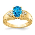thumbnail image 1 of Solid 14k Yellow Gold 8x6mm Oval Blue Topaz Diamond Engagement Ring Size 5 (.09 cttw.), 1 of 2