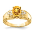 thumbnail image 1 of Solid 14k Yellow Gold 8x6mm Oval Citrine Yellow November Gemstone Diamond Engagement Ring Size 7 (.09 cttw.), 1 of 2