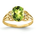 thumbnail image 1 of Solid 14k Yellow Gold 9x7mm Oval Peridot Green August Gemstone Diamond Engagement Ring Size 7.5 (.034 cttw.), 1 of 2