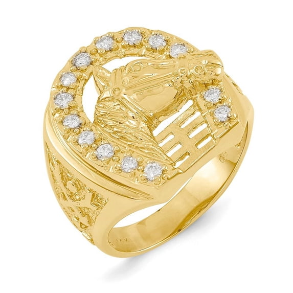 Solid 14k Yellow Gold AA Diamond men's ring (20mm) (1/2ct.) - Size 12.5
