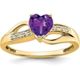 thumbnail image 1 of Solid 14k Yellow Gold Amethyst and Diamond Heart Ring - Ring Size 7.0, 1 of 8