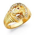 thumbnail image 1 of Solid 14k Yellow Gold Band Horse Head Horseshoe Ring Good Luck CZ Diamond Cut Style Mens Fancy Size 11.5, 1 of 1
