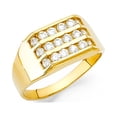 thumbnail image 1 of Solid 14k Yellow Gold Band Mens Engagement Ring Square CZ Pave Set Diamond Cut Polished Fancy, Size 10.5, 1 of 1