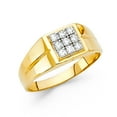 thumbnail image 1 of Solid 14k Yellow Gold Band Square Mens Ring CZ Engagement Style Diamond Cut Pave Set Polished Size 8.5, 1 of 1