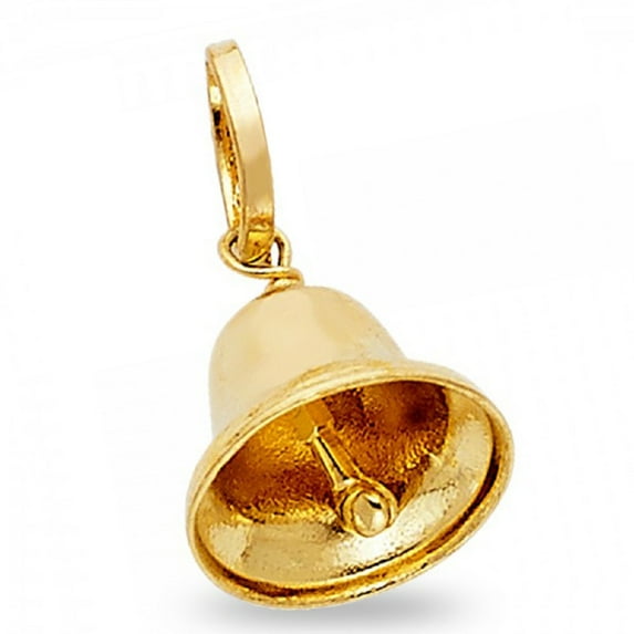 Solid 14k Yellow Gold Bell Pendant Charm Diamond Cut Genuine Fashion Design 10 x 10 mm