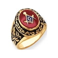 thumbnail image 1 of Solid 14k Yellow Gold Big Heavy Men's Simulated Ruby Simulated Masonic Ring (18mm) - Size 8.5, 1 of 1