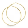 thumbnail image 1 of Solid 14k Yellow Gold Big Round Hoop Earrings Polished Finish French Lock Genuine Classic 65 x 2 mm, 1 of 1