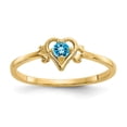 thumbnail image 1 of Solid 14k Yellow Gold Blue Topaz Birthstone Heart Engagement Ring Size 8, 1 of 6