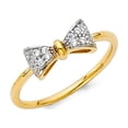 thumbnail image 1 of Solid 14k Yellow Gold Bowtie Ring CZ Right Hand Band Cocktail Designer Style Diamond Cut Fancy, Size 5, 1 of 1