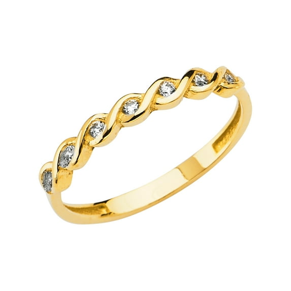 Solid 14k Yellow Gold Braided Ladies Cubic Zirconia CZ Fashion Anniversary Ring Size 10.5