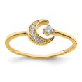thumbnail image 1 of Solid 14k Yellow Gold CZ Cubic Zirconia Moon Anniversary Ring Band Size 6, 1 of 6