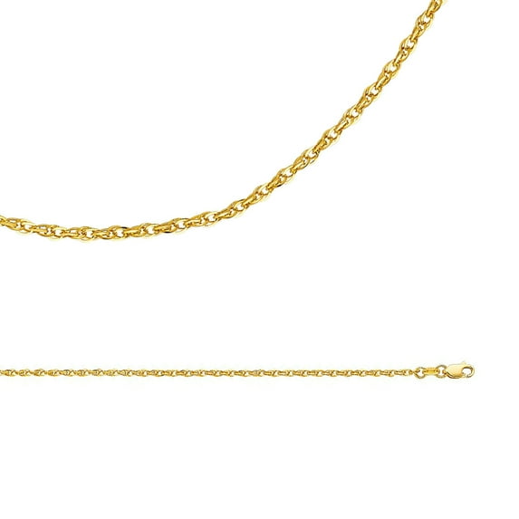 Solid 14k Yellow Gold Chain Cable Necklace Double Link Rope Hollow Polished Light 2.2 mm 24 inch