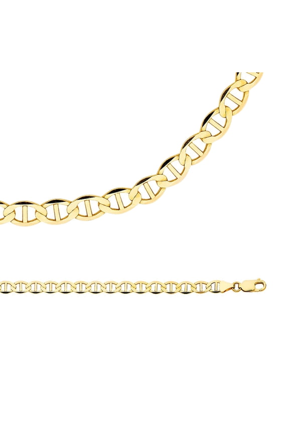Solid 14k Yellow Gold Chain Flat Mariner Necklace Anchor Link Wide Large Big Heavy 6.5 mm 20 inch