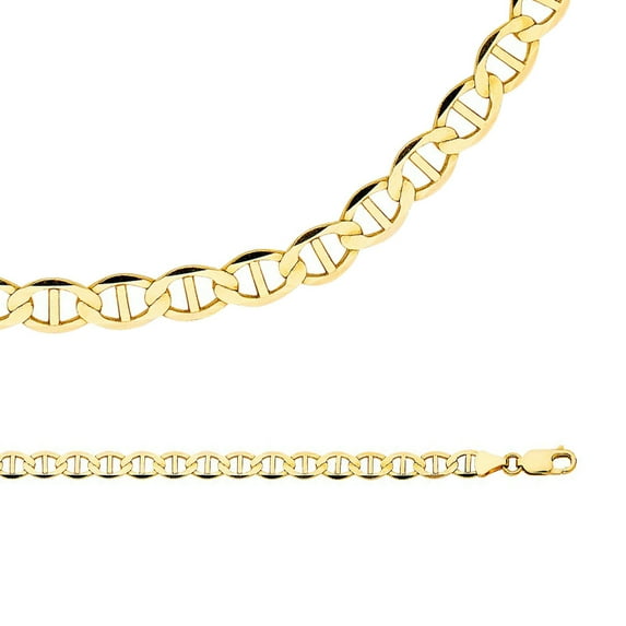 Solid 14k Yellow Gold Chain Flat Mariner Necklace Anchor Link Wide Large Big Heavy 6.5 mm 20 inch