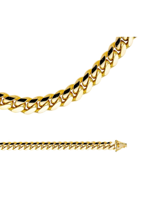 Solid 14k Yellow Gold Chain Miami Cuban Necklace Curb Link Big Heavy Large Genuine, 8.3 mm - 26 inch