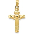 thumbnail image 1 of Solid 14k Yellow Gold Claddagh Cross Charm - 26mm, 1 of 6