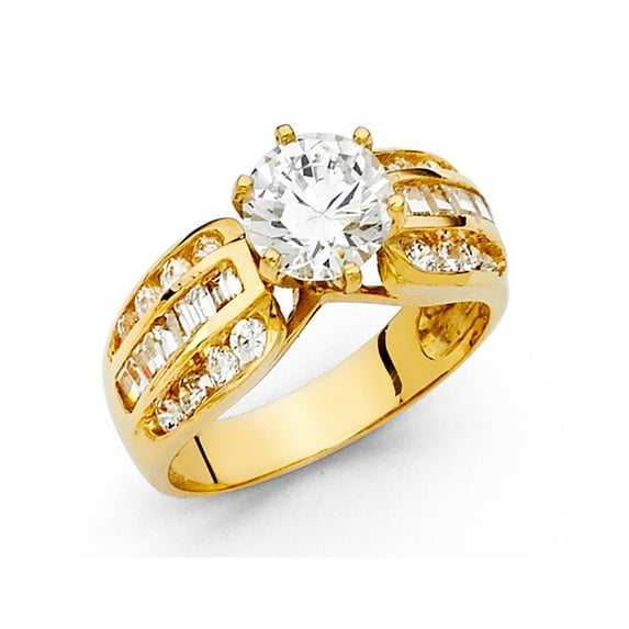 Solid 14k Yellow Gold Cubic Zirconia CZ Engagement Ring Size 5