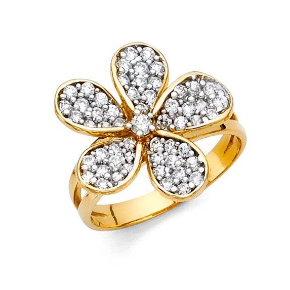 Solid 14k Yellow Gold Cubic Zirconia CZ Fashion Anniversary Ring Size 8.5