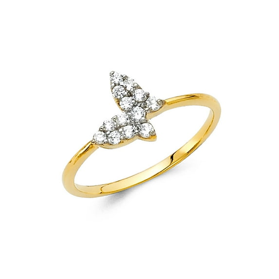 Solid 14k Yellow Gold Cubic Zirconia CZ Fashion Anniversary Ring Size 9