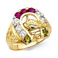 thumbnail image 1 of Solid 14k Yellow Gold Cubic Zirconia CZ Lucky Yellow Gold Horseshoe Mens Fashion Anniversary Ring Size 11, 1 of 2