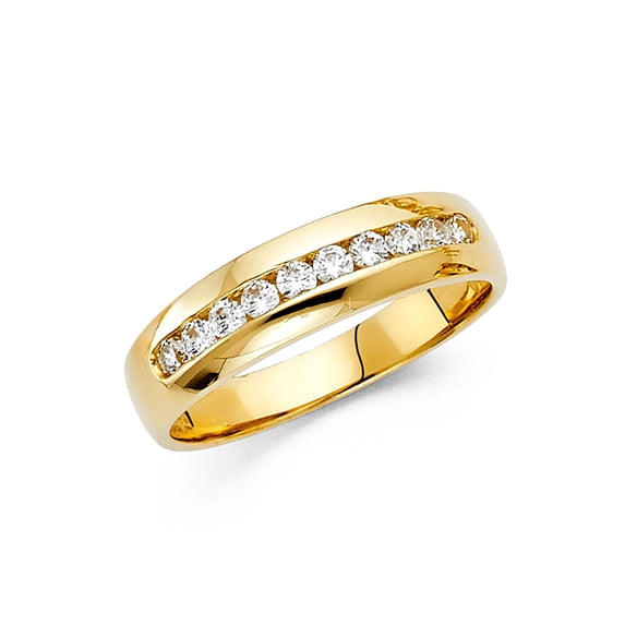 Solid 14k Yellow Gold Cubic Zirconia CZ Mens Fashion Anniversary Ring Size 11.5