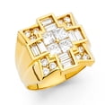 thumbnail image 1 of Solid 14k Yellow Gold Cubic Zirconia CZ Mens Fashion Anniversary Ring Size 9, 1 of 2